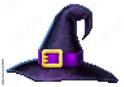 A witches hat in a retro 8 ...