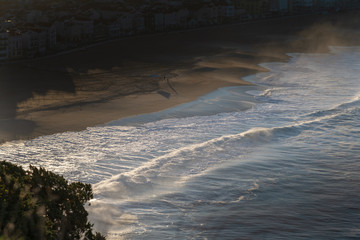 Canvas Print - Atlantic ocean in morning at Nazare, Portugal.