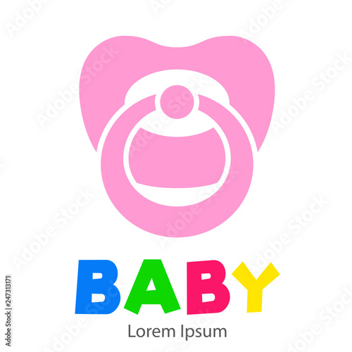 Fotomural Logotipo con texto BABY con chupete color rosa