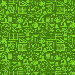 Leinwandbilder - Seamless vector school background. Education pattern with modern flat style icons.