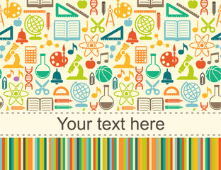 Leinwandbilder - Vector school background. Education pattern with modern flat style  icons.