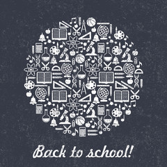 Leinwandbilder - Vector school background. Education pattern with modern flat style  icons.