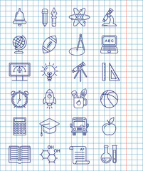 Leinwandbilder - Vector school background. Education pattern with modern flat style  icons.