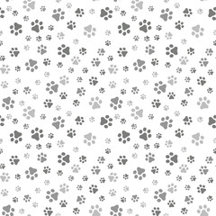 Wall Mural - Dog Paw seamless pattern vector footprint kitten puppy tile background repeat wallpaper cartoon isolated illustration white - Vector