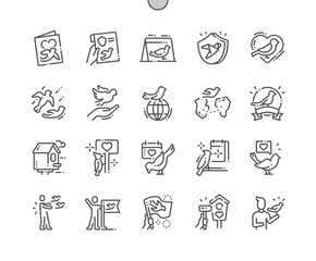Poster - International Bird Day Well-crafted Pixel Perfect Vector Thin Line Icons 30 2x Grid for Web Graphics and Apps. Simple Minimal Pictogram