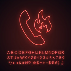 Poster - Hotline support neon light icon