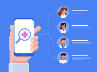 Poster - mobile medical application. flat vector illustration
