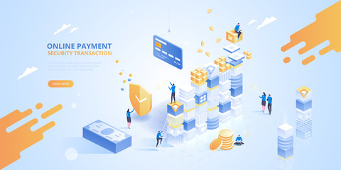 Poster - internet banking. online payment security transaction. vector isometric illustration