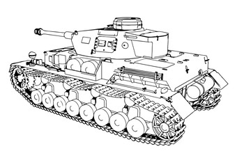 sketch of old military equipment tank vector