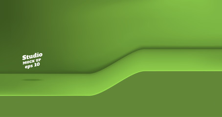 Aufkleber - Vector,Empty vivid lime green color studio table with slope step room background ,product display with copy space for display of content design.Banner for advertise product on website.