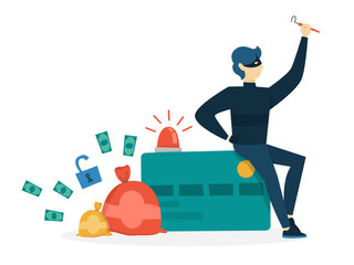 Poster - Thief steal personal data with password. Cyber crime