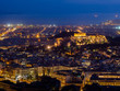 Panoramic view of Athens and Acropolis shot from Hill of Lycabettus shot at dusk