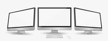Computer Display With Two Angles Isolated On White Eps10 Vector