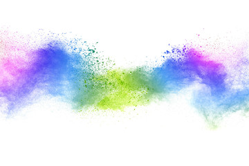 Wall Mural - Abstract powder splatted background. Colorful dust explode. Paint Holi.