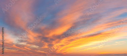 Panoranic Sunrise Sky with colorful clouds Canvas Print