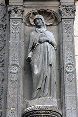 Statue at the south portal of the church of St. Eustache, Paris