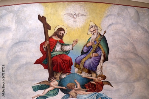 Holy Trinity, fresco in the church of Saint Matthew in Stitar, Croatia