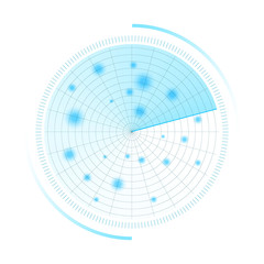 Poster - Radar screen. Sonar search. Vector HUD 