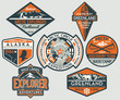 North pole arctic circle discovery adventure explorer vector patches collection
