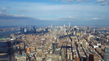 Fototapeta Nowy Jork - Wide angle aerial view over Manhattan New York