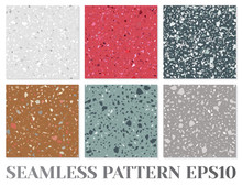 Terrazzo Flooring Vector Seamless Pattern. Texture Of Classic Italian Type Of Floor Composed Of Natural Stone.