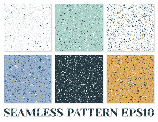 Poster - Terrazzo flooring vector seamless pattern. Texture of classic italian type of floor composed of natural stone.