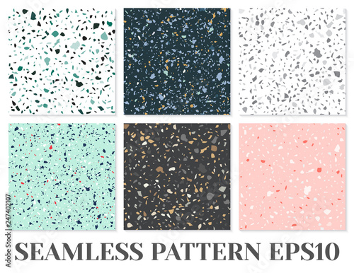 Terrazzo flooring vector seamless pattern. Texture of classic italian type of...