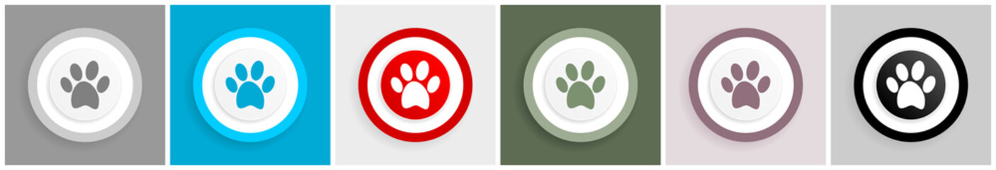 Poster - Foot icon set, vector illustrations in 6 options for web design and mobile applications