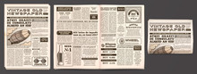 Vintage Newspaper Mockup. Retro Newsprint Pages, Tabloid Magazine And Old News Isolated 3D Vector Template
