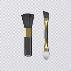 Wall Mural - Set Professional Makeup Brushes for Eye Shadow, Realistic illustration on transparent background