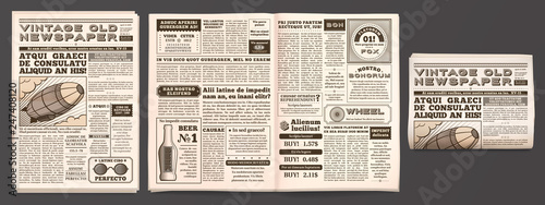 Download Vintage Newspaper Mockup Retro Newsprint Pages Tabloid Magazine And Old News Isolated 3d Vector Template Stock Vector Adobe Stock