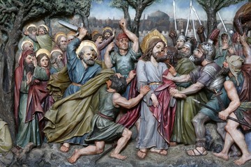 judas kiss, jesus in the garden of gethsemane, altarpiece in church of saint matthew in stitar, croa