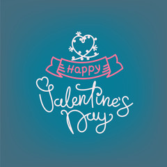 Aufkleber - Happy Valentines Day concept. Vector banner with linear elements
