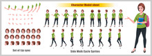Character Model Sheet With Walk Cycle Animation Sprites And Lip Syncing 