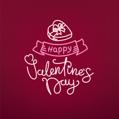 Aufkleber - Happy Valentines Day concept. Vector banner with linear elements