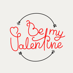 Poster - Be my Valentine concept. Vector banner with linear elements
