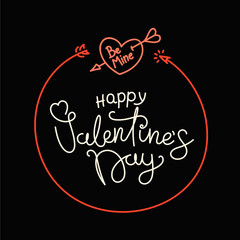 Poster - Happy Valentines Day lettering greeting card. Be my Valentine concept. Vector banner with
