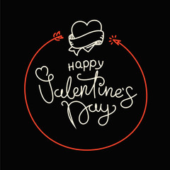 Poster - Happy Valentines Day lettering greeting card. Be my Valentine concept. Vector banner with