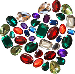 Wall Mural - heart shiny stones sparkling jewelry glitters gems background