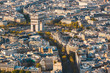 Arc de Triomphe in Paris aerial panoramic view