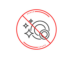 Poster - no or stop sign. cleaning dishes line icon. dishwasher sign. clean tableware sign. caution prohibite