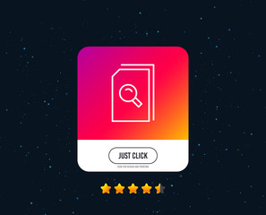 Poster - Search Documents line icon. File with Magnifying glass sign. Paper page concept symbol. Web or internet line icon design. Rating stars. Just click button. Vector