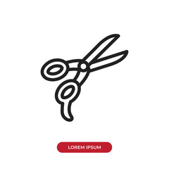 Fototapete - Outline Scissors icon vector isolated on white background. Modern, linear vector sign for mobile app and web design.