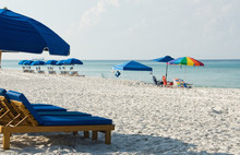Beach Chairs Along The Coast In Panama City Beach Florida