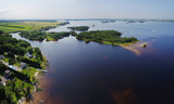 Fototapeta Kuchnia - Aerial view of river mouth with  small islands