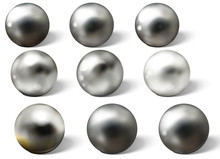 Steel Balls On White Surface Realistic Vector