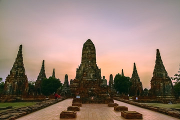 Old Temple Wat Chaiwatthanaram of Ayutthaya province in Ayutthaya Historical park, Thailand