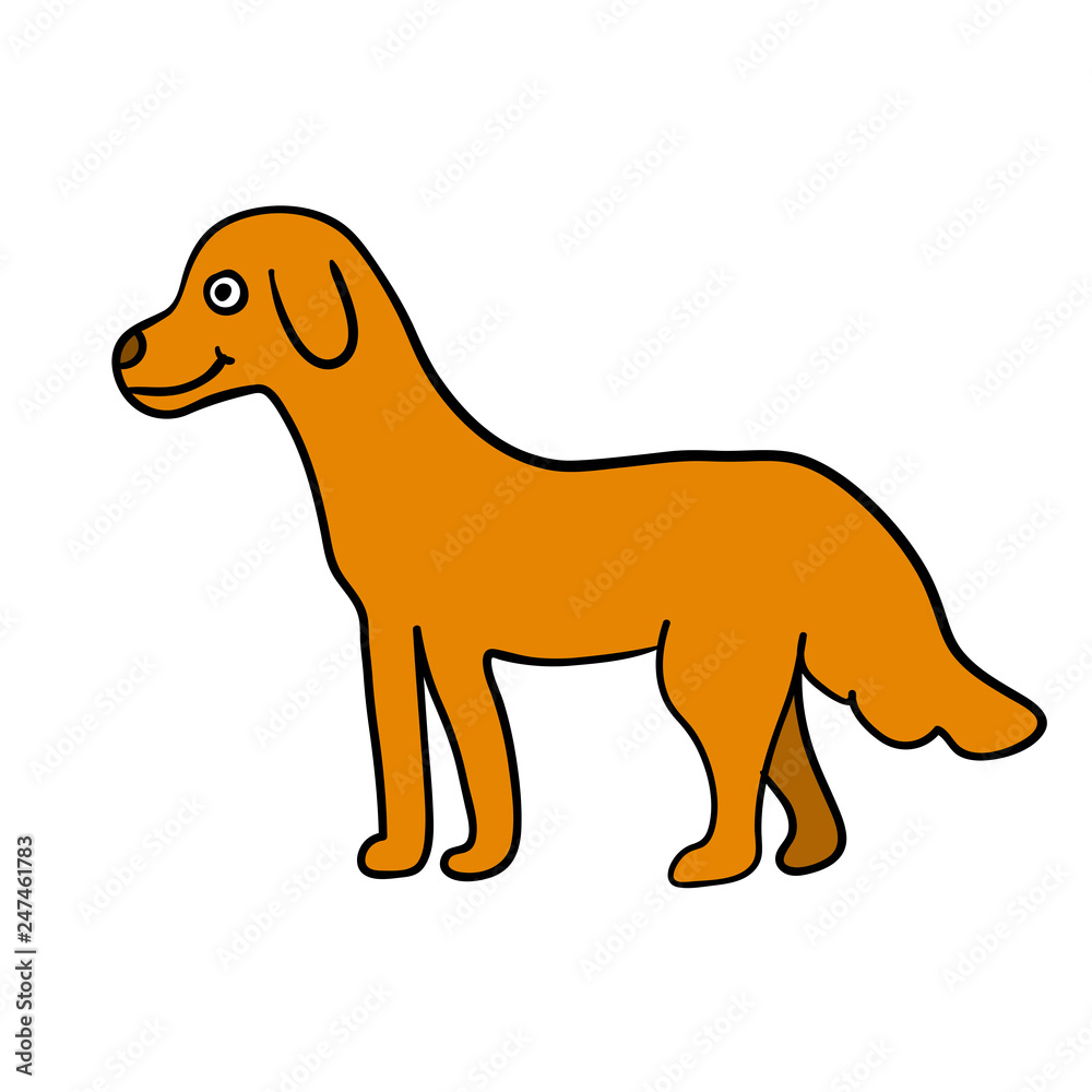 Cartoon doodle linear dog isolated on white background. Vector ...