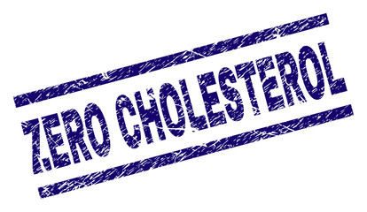 Wall Mural - ZERO CHOLESTEROL seal print with grunge style. Blue vector rubber print of ZERO CHOLESTEROL caption with scratched texture. Text caption is placed between parallel lines.