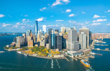 Beautiful Aerial View Of Lower Manhattan From The Helicopter Ride - New York, USA